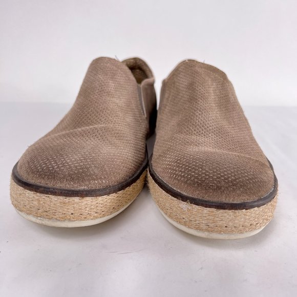 Roan Melvern Gray Suede Slip On Laser Cut Espadrille Rubber Outsole Loafers 10.5 main image 10